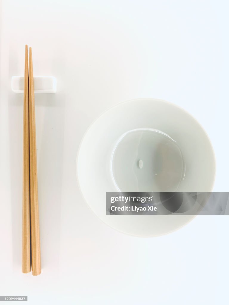 A grain Rice with Chopsticks