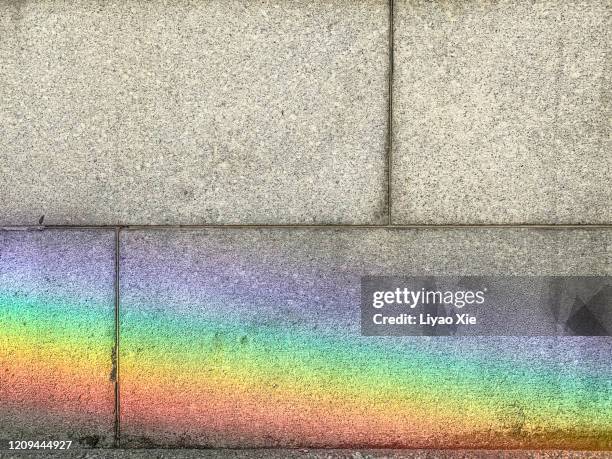 natural rainbow on the wall - graffiti on brick wall stock-fotos und bilder