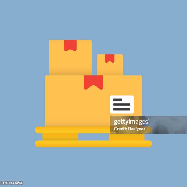 distribution warehouse flat icon. flat vector illustration symbol design element - shipping container inside stock illustrations
