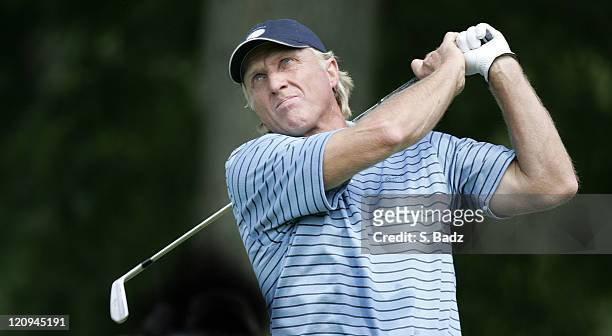 Greg Norman in action during the second round of the U. S. Senior Open, July 29 held at the NCR Country Club, Kettering, Ohio.