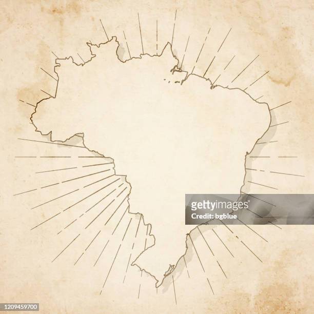 ilustrações de stock, clip art, desenhos animados e ícones de brazil map in retro vintage style - old textured paper - brasília