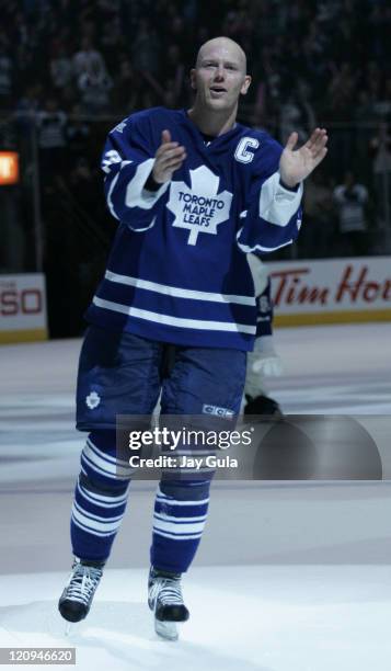 Toronto Maple Leaf forward and captain Mats Sundin scored 3 goals tonight including the overtime winner in action vs the Calgary Flames at the Air...