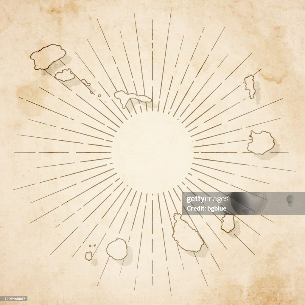 Mapa de Cabo Verde em estilo vintage retrô - papel texturizado antigo