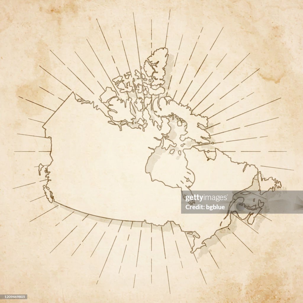 Canada map in retro vintage style - old textured paper