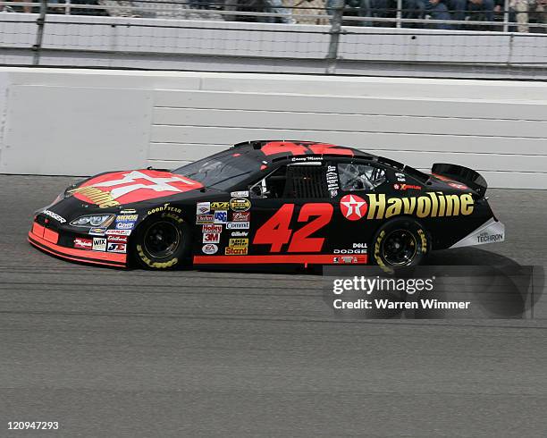 Casey Mears driving his No 43 Havoline car at the Las Vegas Motor Speedway. Jimmie Johnson won the race for the second year in a row. Johnson beat...