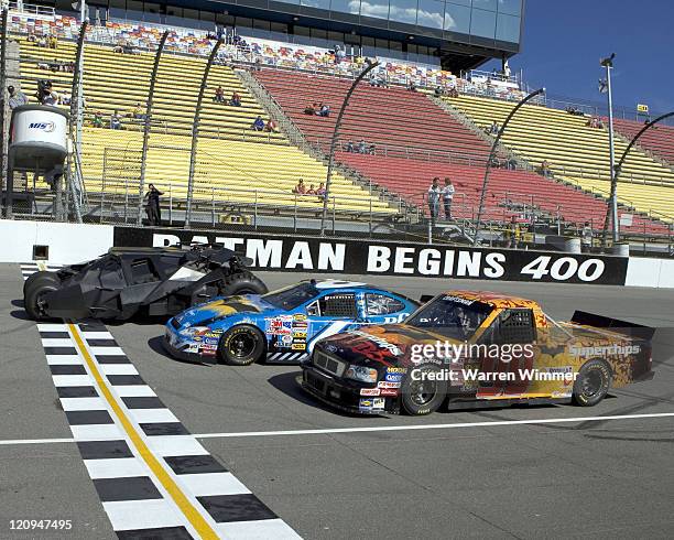 Batman beats Mark Martin and Rickey Craven at the Michigan International Speedway, Brooklyn Michigan, June 17 2005