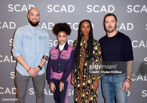 Peter Saji, Arica Himmel, Tika Sumpter and MArk-Paul Gosselaar attends the SCAD aTVfest 2020 - "Mixed-ish" on February 29, 2020 in Atlanta, Georgia.