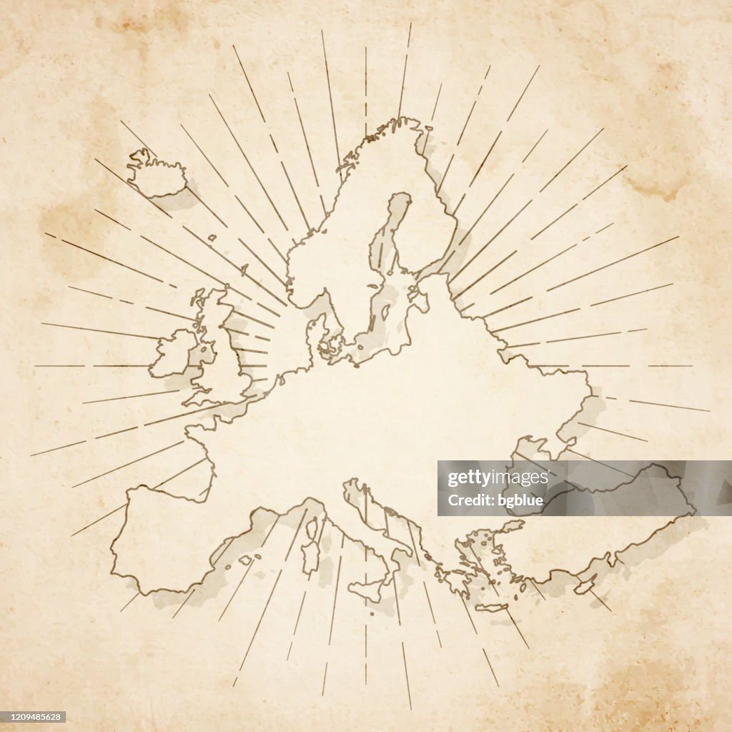Carte d’Europe dans le modèle rétro de cru - vieux papier texturé