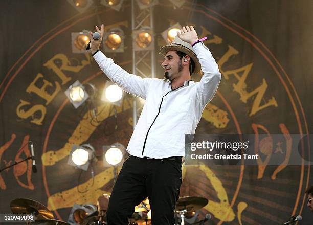 Serj Tankian performs live on day 3 of the 39th Pinkpop Festival on June 1, 2008 in Landgraaf, Netherlands.