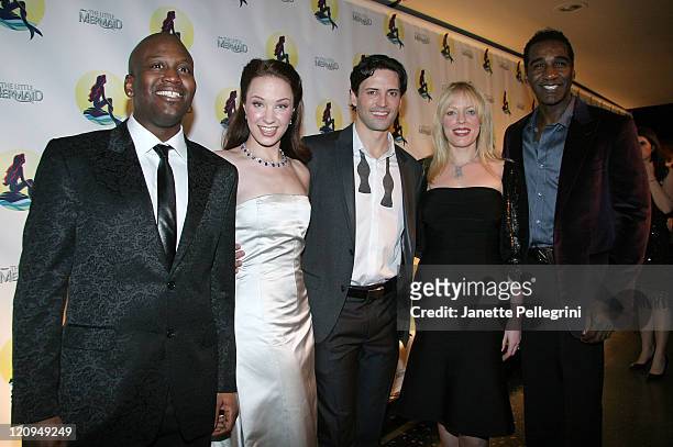 Principal Cast Members Tituss Burgess, Sierra Boggess, Sean Palmer, Sherie Rene Scott and Norm Lewis attend the After Party of "The Little Mermaid"...