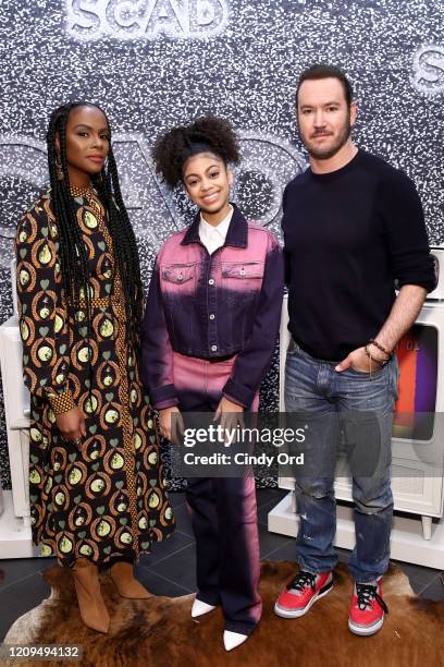 Tika Sumpter, Arica Himmel, and Mark-Paul Gosselaar attend the SCAD aTVfest 2020 - "Mixed-ish" Panel on February 29, 2020 in Atlanta, Georgia.