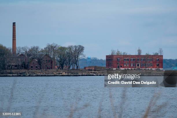 Hart Island seen from City Island on April 8, 2020 in New York City. Potter's Field on Hart Island may soon be used for temporary COVID-19 related...