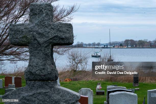 Hart Island seen from City Island on April 8, 2020 in New York City. Potter's Field on Hart Island may soon be used for temporary COVID-19 related...