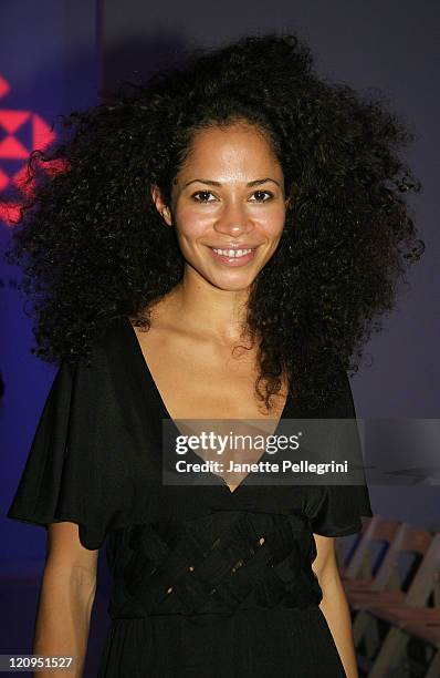 Actress Sherri Saum attends Joanna Mastroianni Fall 2008 during the Mercedes-Benz Fashion Week at The Salon, Bryant Park on Feburary 5, 2008 in New...