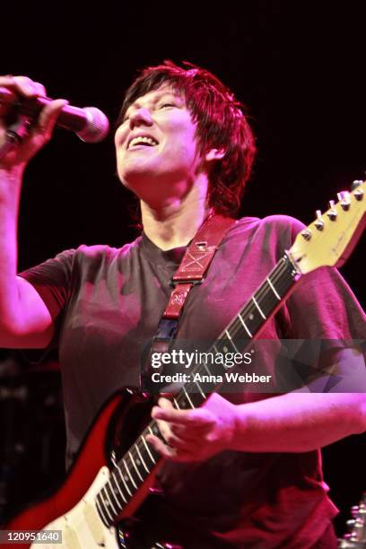 Kim Deal of the Breeders performs with the Yeah Yeah Yeahs in concert at The Greek Theatre on September 17, 2009 in Los Angeles, California.