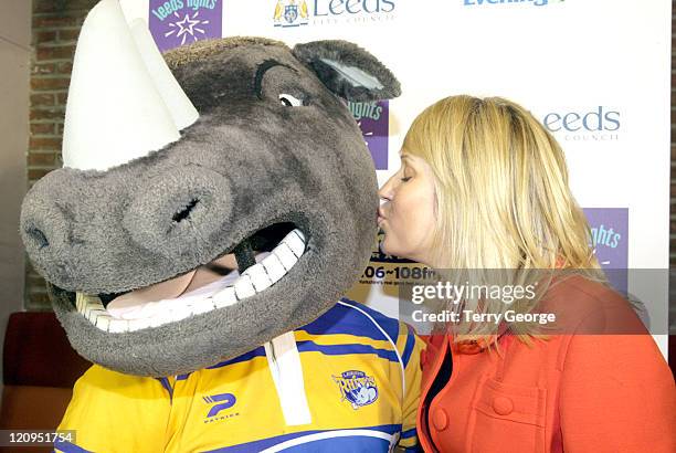 Ronnie the Leeds Rhino and Nikki Chapman during Rachel Stevens - Leeds Christmas Lights - November 10, 2005 at Victoria Gardens in Leeds, Great...