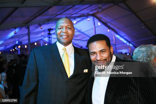 Derrick Coleman and Jerome Bettis attend the GM STYLE held at the Detroit Riverfront, Atwater on January 12, 2008 in Detroit, Michigan.