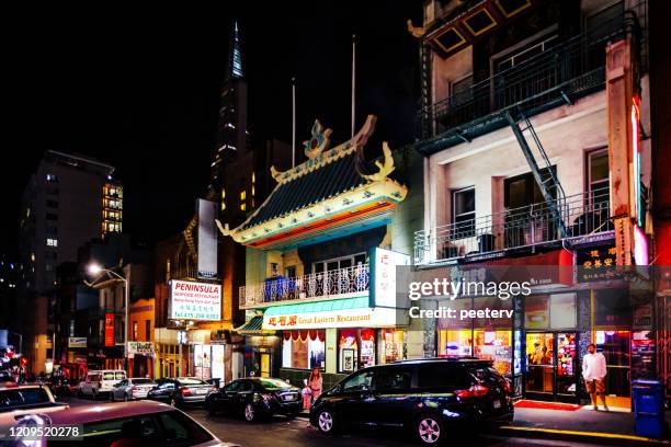 san francisco chinatown - san francisco chinatown night stock pictures, royalty-free photos & images