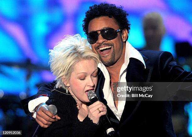 Cyndi Lauper and Shaggy during VH1's "Decades Rock Live" Honors Cyndi Lauper - November 11, 2005 at Trump Taj Mahal in Atlantic City, New Jersey,...