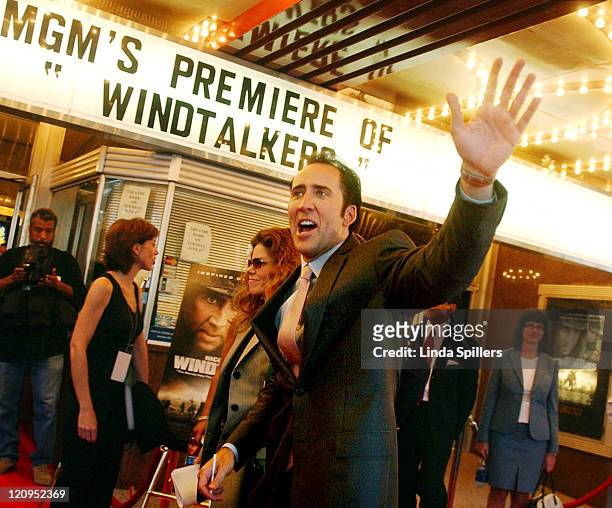 Nicolas Cage enters the Uptown Theatre in Washington, DC for the world premiere of his new movie "Windtalkers".