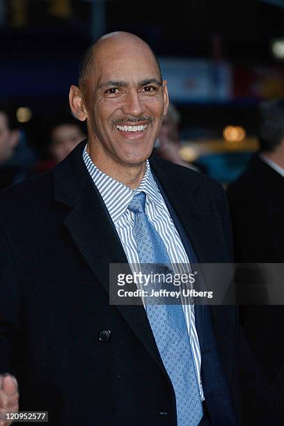 Former NFL Indianapolis Colts head coach Tony Dungy visits "Late Show with David Letterman" at the Ed Sullivan Theater on January 29, 2009 in New...