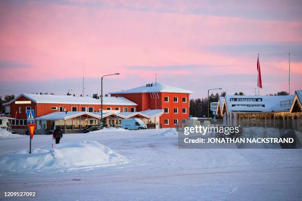 Streets are covered in snow in Inari, Finland on December 6, 2019. - Until the middle of the last century, the 10 languages of the indigenous Sami...