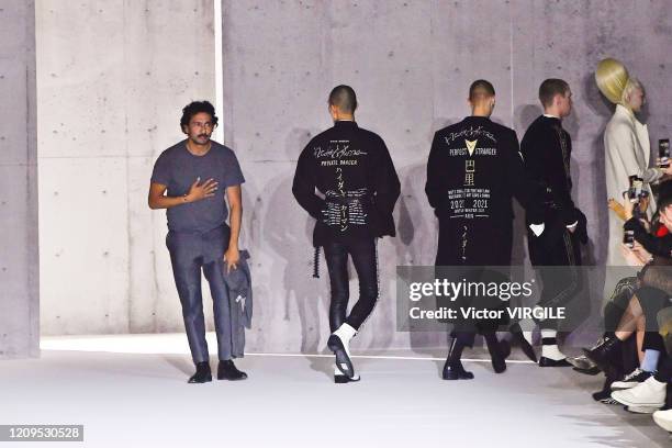 French Designer Haider Ackermann walks the runway during the Haider Ackermann Ready to Wear fashion show as part of the Paris Fashion Week Womenswear...