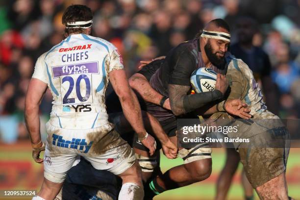 Semi Kunatani of Harlequins in action during the Gallagher Premiership Rugby match between Harlequins and Exeter Chiefs at Twickenham Stoop on...