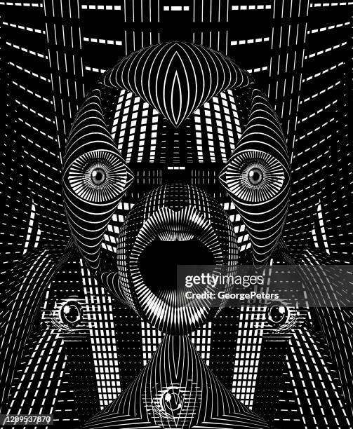 bizarre face with shocked expression - eye problems stock illustrations
