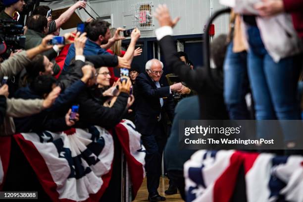Sen. Bernie Sanders, I-Vt., 2020 Democratic Presidential Candidate, arrvies with his family after winning New Hampshire Primary during Primary Night...