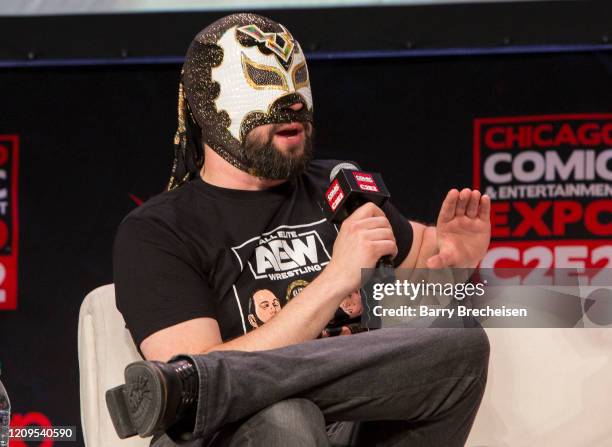 Marc Letzmann aka Excalibur of the AEW Wrestling during C2E2 at McCormick Place on February 28, 2020 in Chicago, Illinois.