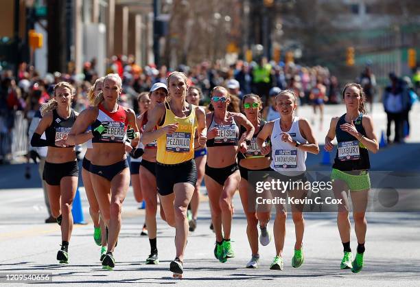 Runners compete during the Women's U.S. Olympic marathon team trials on February 29, 2020 in Atlanta, Georgia.