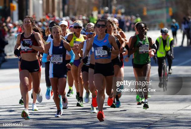 Runners compete during the Women's U.S. Olympic marathon team trials on February 29, 2020 in Atlanta, Georgia.