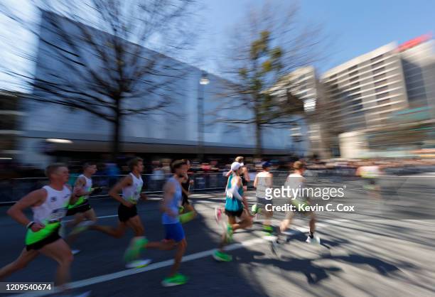Runners compete during the Men's U.S. Olympic marathon team trials on February 29, 2020 in Atlanta, Georgia.