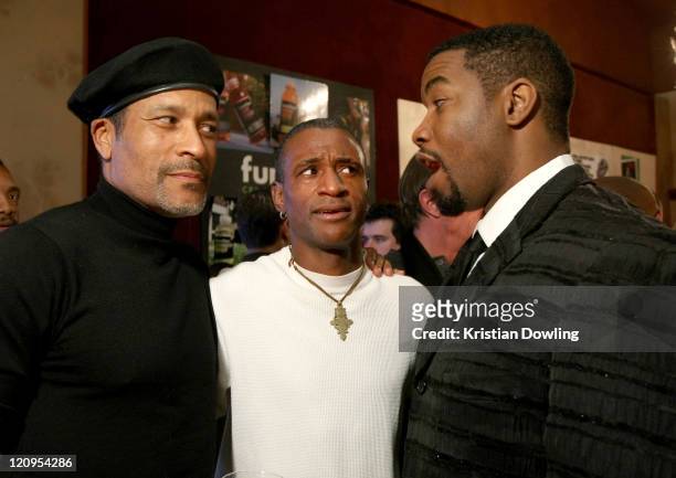 Actor Phil Morris, actor Tommy Davidson and actor Michael Jai White attend the "Black Dynamite" Party at the Film Lounge Media Center on January 19,...