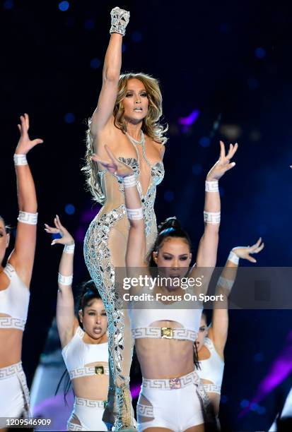 Jennifer Lopez performs onstage during the Pepsi Super Bowl LIV Halftime Show at Hard Rock Stadium on February 02, 2020 in Miami, Florida.