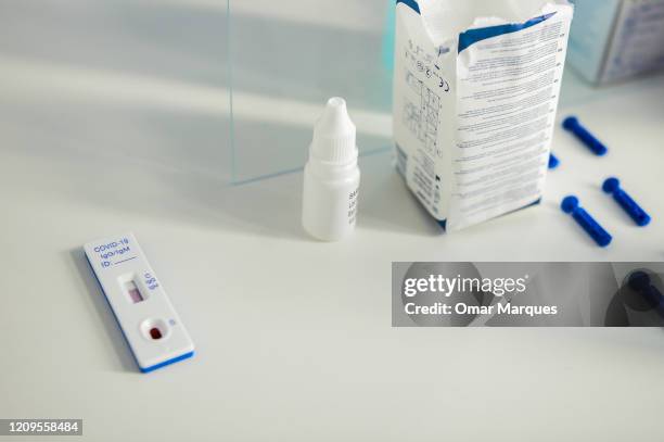 An active antibody test for COVID-19 at the Dworska Hospital on April 9, 2020 in Krakow, Poland. The 20 minute coronavirus test was bought from China...