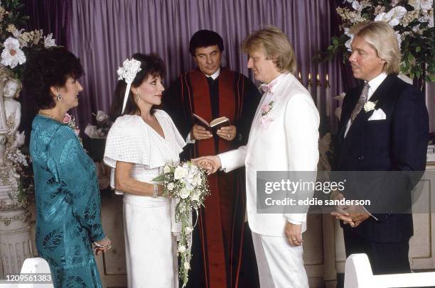 Actress Joan Collins married former Swedish rock star Peter Holm in a private ceremony at the Little White Wedding Chapel on the Las Vegas Strip in...