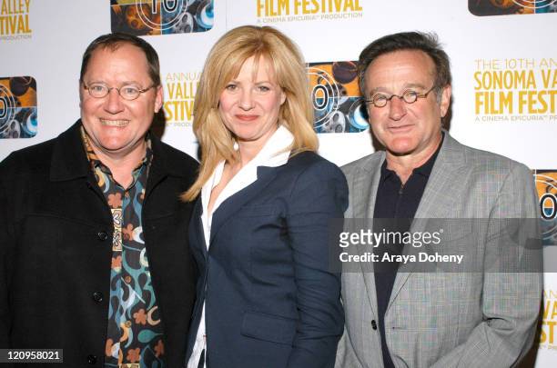 John Lasseter, Bonnie Hunt and Robin Williams during The 10th Annual Sonoma Valley Film Festival Presents a Tribute to Pixar's John Lasseter - Red...