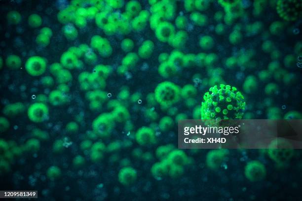 green coronavirus invasion - virus organism stock pictures, royalty-free photos & images
