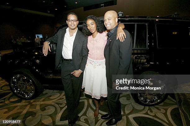 Terrence Howard, Ananda Lewis and Ralph Giles during Daimler Chrysler JEEP Reveal for NAACP at The Westin Bonaventure at Daimler Chrysler JEEP Reveal...