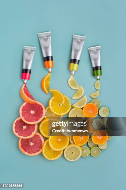 organic food colouring concepts still life. - food coloring stock pictures, royalty-free photos & images