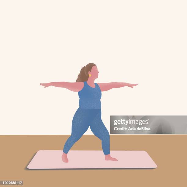 eine yoga-illustration für frauen - fitnessraum stock-grafiken, -clipart, -cartoons und -symbole