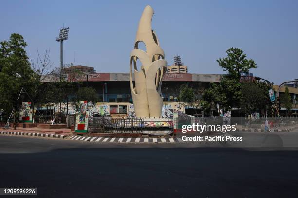 Gulistan circle, one of the busiest place in Dhaka city were seen totally empty because of the lockdown caused by novel coronavirus .