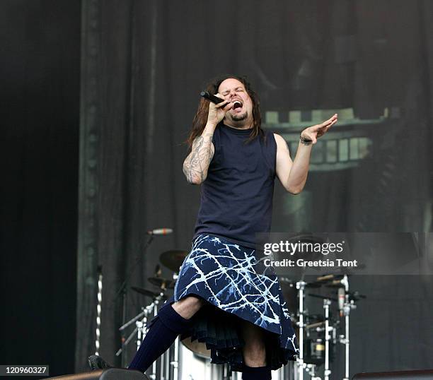 Jonathan Davis of Korn during Fields of Rock Festival 2007 in the Netherlands - June 17, 2007 in Biddinghuizen, Netherlands.