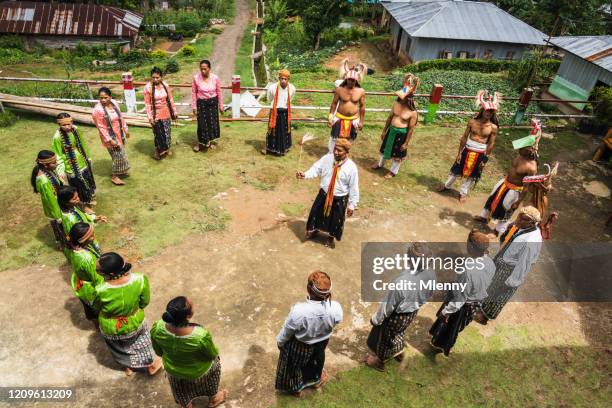 indonesia east nusa tenggara flores traditional rural village festival - nusa tengara oriental imagens e fotografias de stock