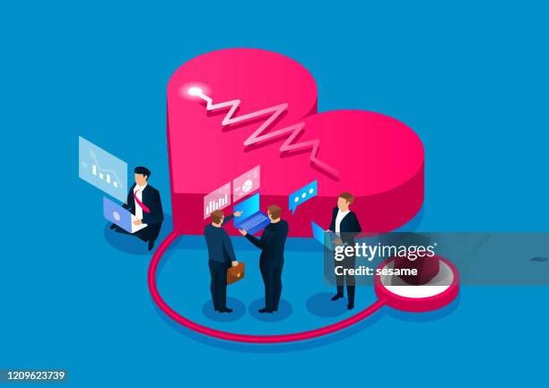 financial data analysis and diagnosis, financial insurance - cardiologist heart stock illustrations