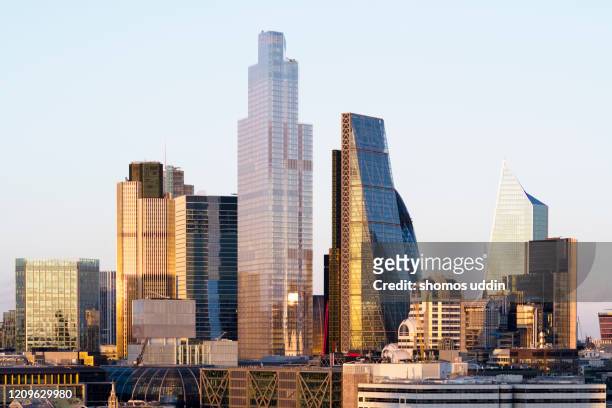 high angle view over london city skyline - central london stock pictures, royalty-free photos & images