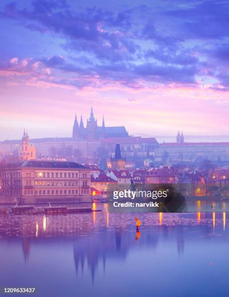 st. vitus cathedral and charles bridge in prague - czech republic stock pictures, royalty-free photos & images