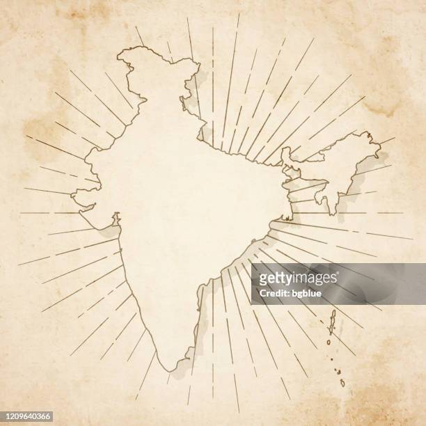 india map in retro vintage style - old textured paper - mumbai map stock illustrations